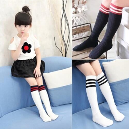 2021 Spring Autumn Unisex Childrens Stockings Cotton Breathable Stripe Knee High Socks Student School Long Socks Football Socks