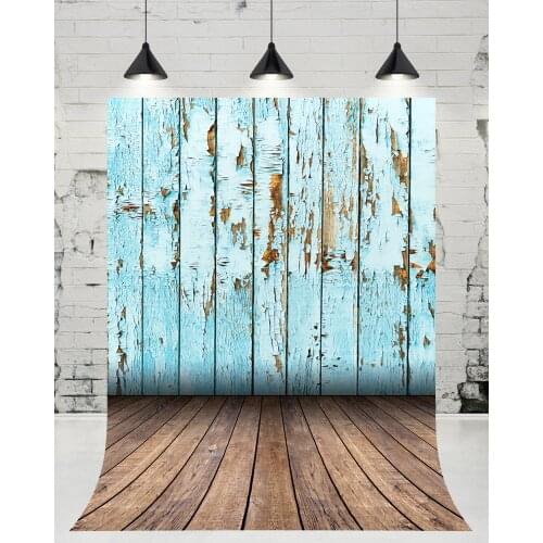 VinylBDS Blue Damaged Wooden Stripe Texture Photography Backdrop Wooden Floor Photo Studio Background for Children Props