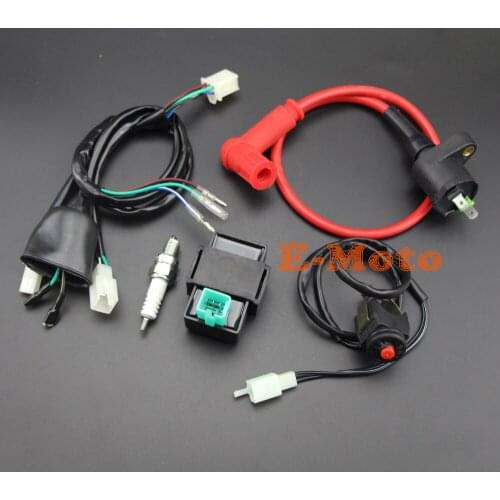 Wiring Loom Harness Kill Switch Racing Ignition Coil 5 Pin AC CDI C7HSA Spark Plug Kits For 110-125CC Pit Dirt Bike NEW