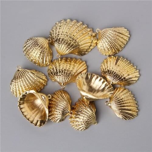 Wholesale 10pcs Plating Irregular Gold Color Natural Shell Pendants Charms Diy Necklace Earring for Jewelry Making Accessories