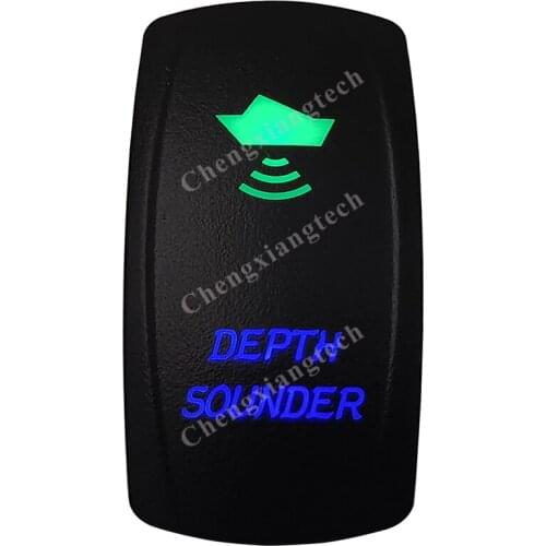 12v/24v Waterproof Marine Grade Boat Car 5P SPST ON-OFF Up Green & Down Blue Led Light Rocker Toggle Switch Depth Sounder