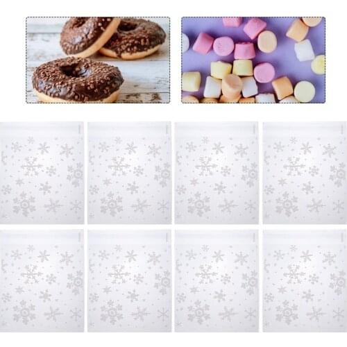 200pcs 14x14cm Snowflakes Pattern Cookie Bags Transparent Durable Self Adhesive Candy Bags Package Bags For Bakery