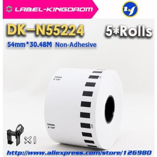 5 Refill Rolls Compatible DK-N55224 Label Non-Adhesive 54mm*30.48M Continuous Compatible for Brother Label Printer