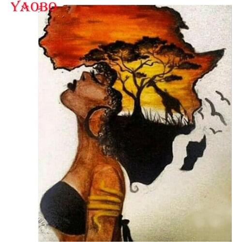 5d Full Square Round Diamond Painting African Woman Paints with Diamonds Embroidery full display Diy Cross Stitch Mosaic kits