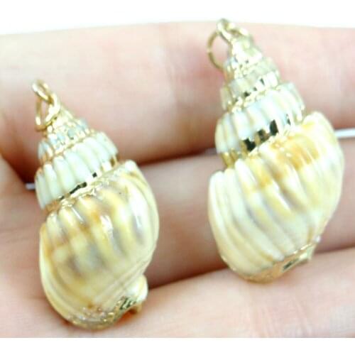 New Fashion Conch Shell Sea SHELL Gem PENDANT Beads Making jewelry 6pcs P361