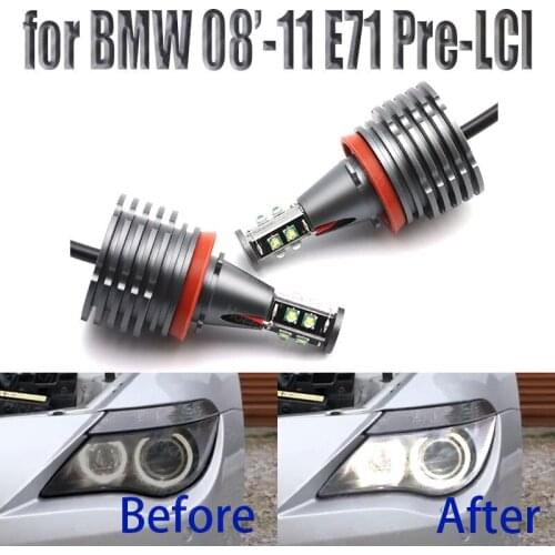 6000K White 160W 8 LED 3000LM Car Angel Eye Marker Headlights Bulbs Lamps for BMW 2008-2011 X Series E71 X6 X6M (Pre-LCI)