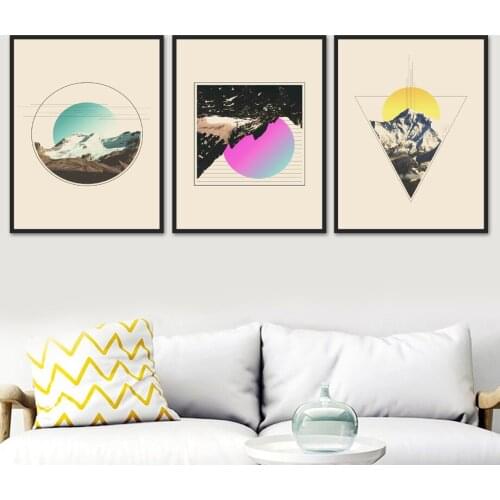 Abstract Mountain Color Block Geometry Wall Art Canvas Painting Nordic Posters And Prints Wall Pictures For Living Room Decor