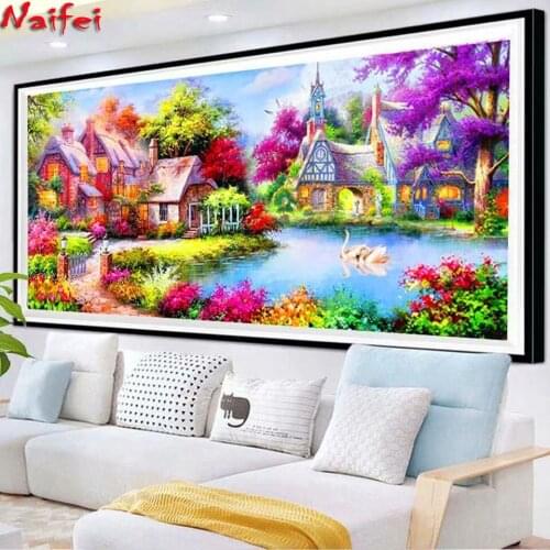 DIY Diamond Painting Landscape garden house Cross Stitch Home Decor Diamond Embroidery Lakeside scenery tool Birthday Present