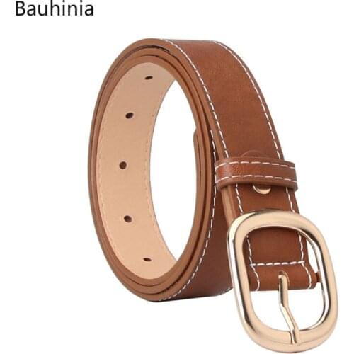 Bauhinia High Quality PU Ladies Korean Fashion Wide Belt 105/115cm Youth Casual Decoration Jeans Pin Buckle Belt