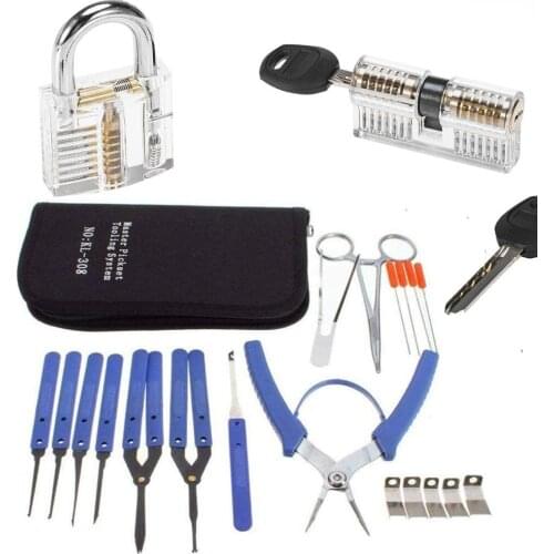 Free Shipping Broken Keys Extractor Pick Tools with 2PCS Transparent Practice Locks,Locksmith Tools LockPick Set