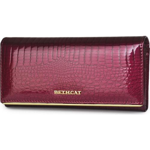 Beth Cat Women Genuine Leather Wallet Female Hasp Alligator Cowhide Long Wallet Cards Holder Clutch Bag Fashion Ladies Purses