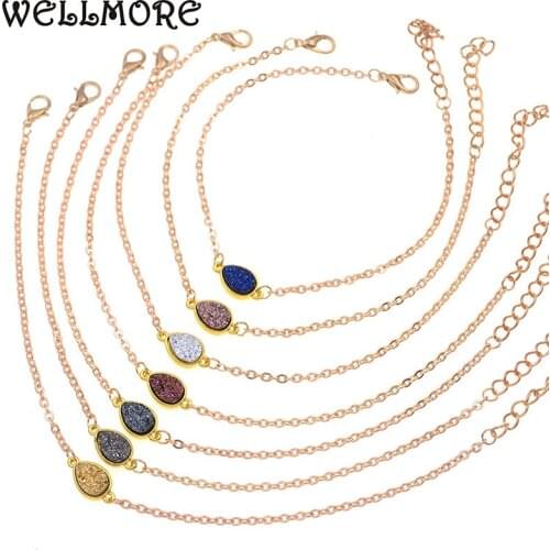 WELLMORE Anklets For Women water drop stone cheap Bohemia chain Anklet Bracelets girl party foot jewelry wholesale Drop Shipping