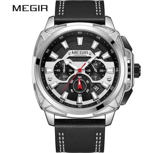 Creative Original MEGIR Men‘s Watches Top Brand Sports Luminous Waterproof Leather Military Quartz Clock Male Relogio Masculino