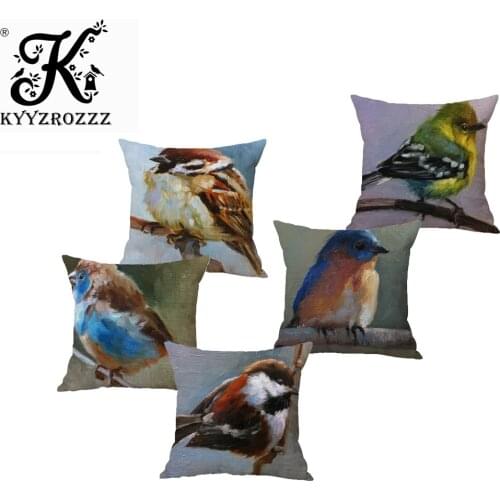 Ink Painting Bird One Side Printing Home Decor Sofa Car Seat Decorative Cushion Cover Pillow Case Capa Almofada