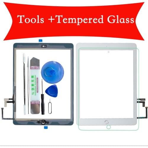 For iPad Air 1 Touch Screen Digitizer With Home Button and Flex Cable +Full Tools +Tempered Glass A1474 A1475 A1476