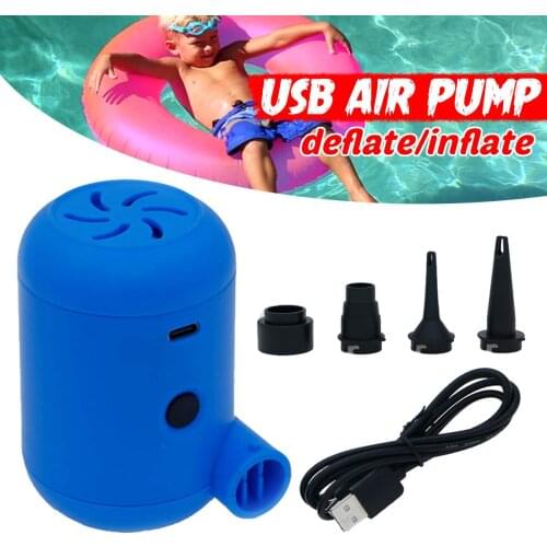 Portable 5V USB Mini Electric Air Pump Rechargeable Inflate Deflate Pumps with 3 Nozzles Car Inflator Electropump Tool Outdoor