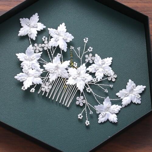 Rhinestone and Flower Hair Comb Hair Jewelry Wedding Accessories Hair Women Elegant Hair Ornament Decoration For Hair