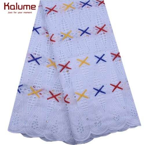 Kalume Latest African Swiss Cotton Lace Fabric Soft Swiss Voile Lace In Switzerland Stoned Nigerian Tulle Laces For Party F1839