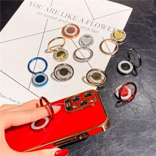 Fashion Crystal Glitter Diamond Mobile Phone Holder Finger Ring Stand for IPhone Samsung Huawei Xiaomi Phone Support Bracket