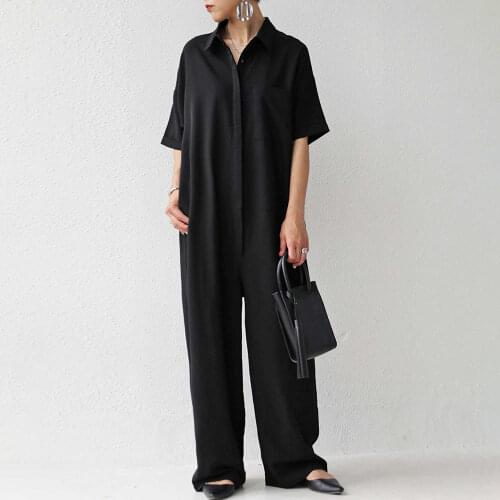 One Piece Jumpsuits 2021 Casual One Piece Wide Leg Pants Female Overalls Fashion Korea Loose Overalls Clothes Ladies Rompers