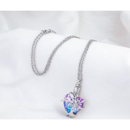 Creative Heart Cremation Jewelry with Crystal Tree of Life Urn Necklace for Ashes Jewelry Gifts for Women Girls