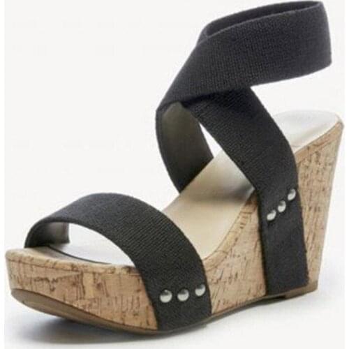 Summer Sandals Women Fashion High Heels Shoes Wedge Heel Sandalias Mujer 2020 Platform Elastic Strap Gladiator Sandals