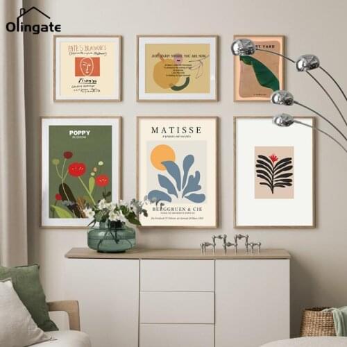Trendy Vintage Abstract Plants Wall Art Canvas Painting Poster and Print Pictures for Living Room Interior Decoration for Home
