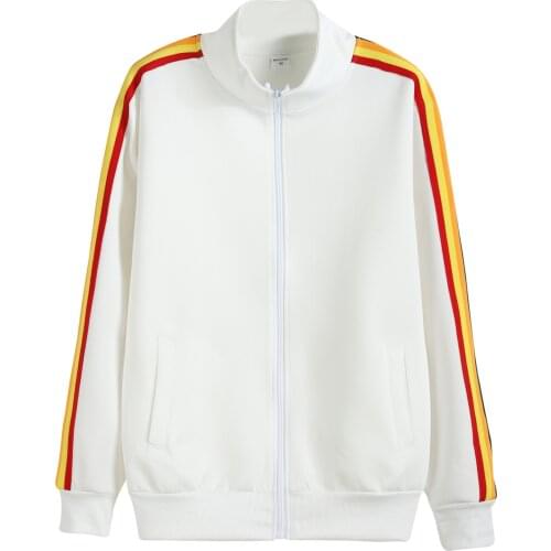 2021 autumn and winter rainbow trim mens sports jacket casual loose couple outside