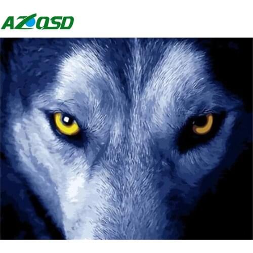 AZQSD Drawing By Numbers Wolf Animal 60x75cm Diy Framed Painting By Numbers On Canvas HandPainted Home Decor Art Crafts