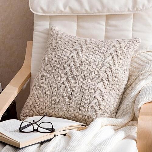Nordic Pure Color Knitting Cushion Cover Casual Pillow Case Living Room Sofa Home Decor Cushion Cover Without Core 45*45cm