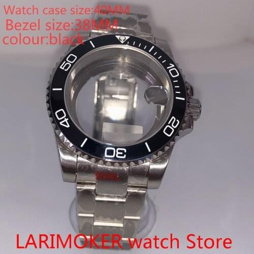 Suitable for NH35 NH36 Miyota 8215 40 mm sapphire glass 904L stainless steel case transparent back with bezel black