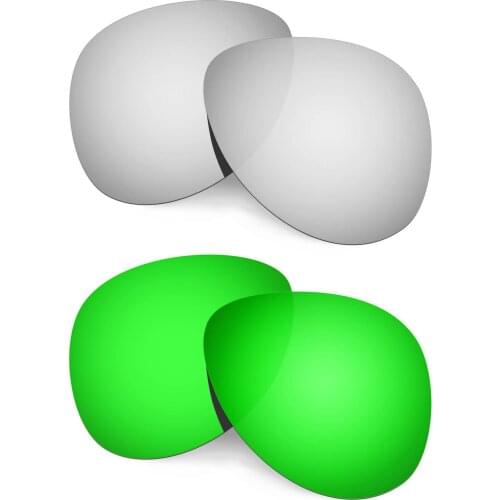 HKUCO For Plaintiff Sunglasses Polarized Replacement Lenses - Silver&Green 2 Pairs