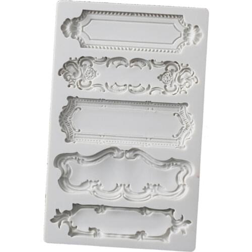 Cake Baking Frame Cake Border Silicone Molds 3D Cupcake Fondant Decorating Tools Candy Clay Chocolate Gumpaste Mould