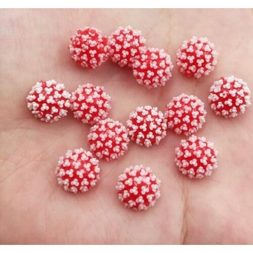 50Pcs Resin Colorful Flower Half of Bayberry Ball Flatback Bead Stone Clothing Applique DIY Scrapbook Decor Home Craft