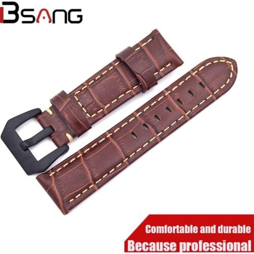 Special handmade crocodile leather strap 22MM 24MM fashion quality brown bamboo pattern leather strap free shipping