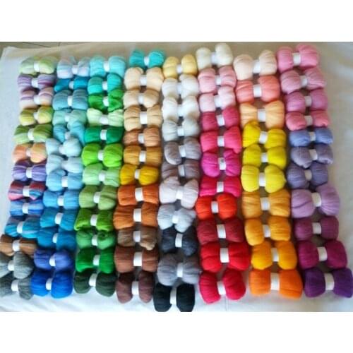 DIY wool for felting mix 93 colors merino 100% wool fiber doll needlework roving in needle felt kit 5G/bag