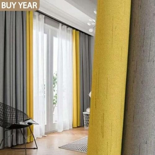 Factory direct modern minimalist meteor cotton and linen mosaic shade cloth bedroom living room finished product customization