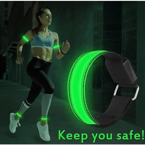 LED Armband Adjustable Wristband Reflective Flashing Strips Ankle Glow Bracelet Safety Light for Night Jogging Walking Biking