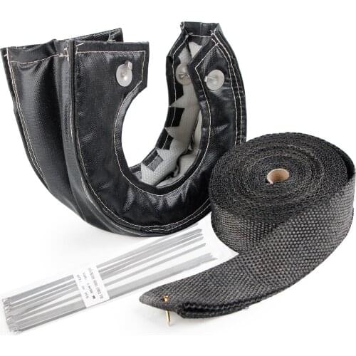 T3 Black Carbon Turbo Heat Shield Blanket Cover & 15M Exhaust Header Wrap Tape