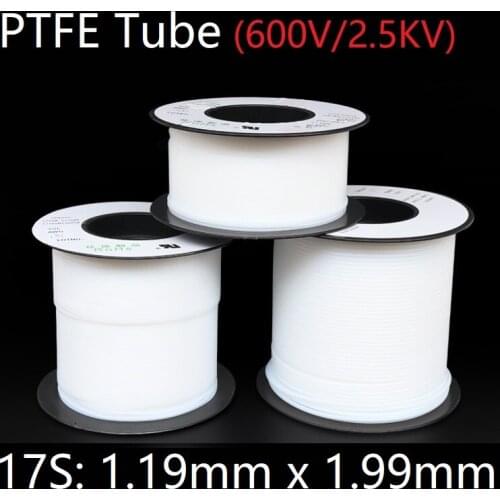 17S 1.19mm x 1.99mm PTFE Tube T eflon Insulated Rigid Capillary F4 Pipe High Temperature Resistant Transmit Hose 600V White