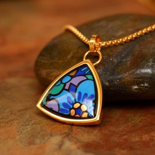 Splendid four seasons 2020 new Cloisonne jewelry enamel color Arc triangle necklace pendant for woman fashionable woman pendant
