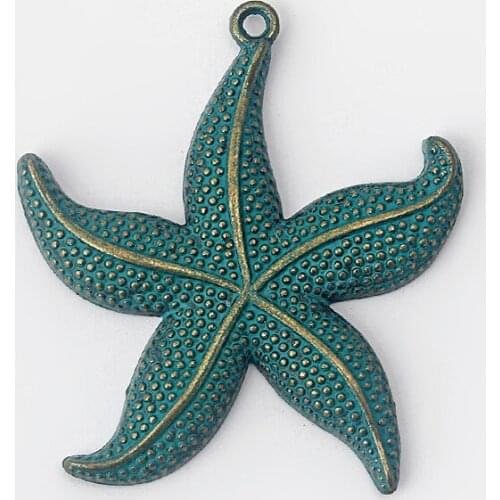 5pcs Vintage Patina Starfish Charms Pendant for Earring Bracelet Necklace Jewelry Making Accessories Material 44*48mm