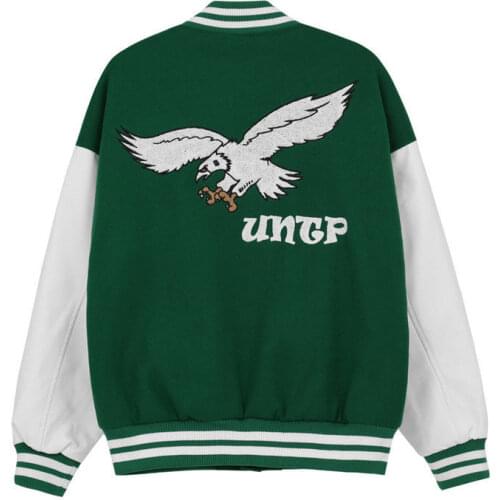 Spring New Temperament Retro Stitching Eagle Embroidery Baseball Jacket Women Street Style Loose Baseball Uniform Top