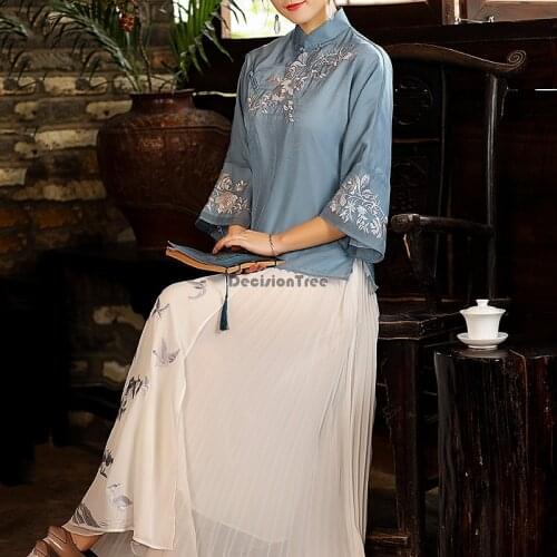 2021 chinese qipao tops women camisa china mujer pattern cheongsam blouse chinese traditional clothing cheongsam blouse