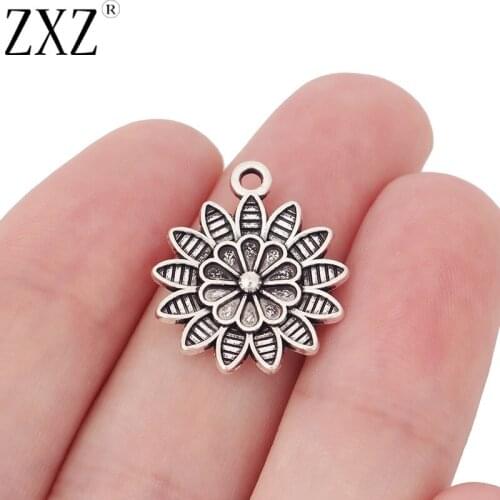 ZXZ 20pcs Tibetan Silver Sunflower Head Flower Charms Pendants Beads for DIY Bracelet Necklace Earring Jewelry Making Findings