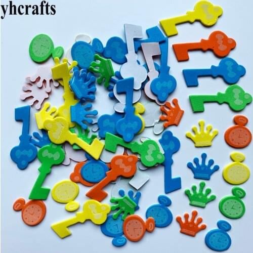 1bag/LOT.Crown key foam stickers Early learning educational toys craft diy Kids room decoration Creative decorative stickers