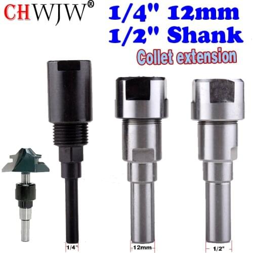 1PC 1/4" 8mm 12mm 1/2"Shank high quality bits Router Collet Extension Engraving machine extension rod