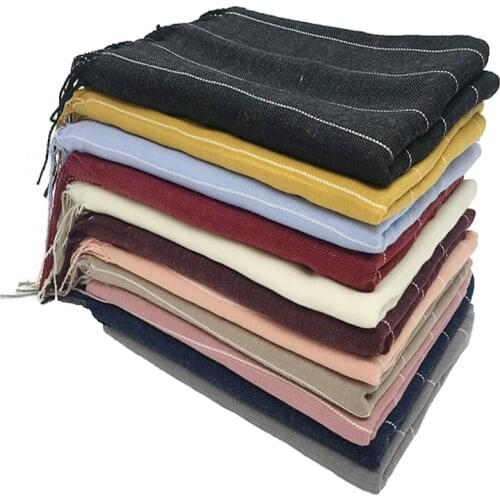 1pcs New Winter High Quality Shawl Warm Scarfs Stripe Viscose Tassel Scarfs Muslim Women Hijab Lady Wrap Shawl Scarves