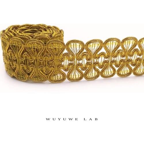 2M Vintage Gold Silver Hollow Lace Ribbon Trims Double Faced Iris for Performance Clothes DIY Sewing Garments Accessories 3.5cm