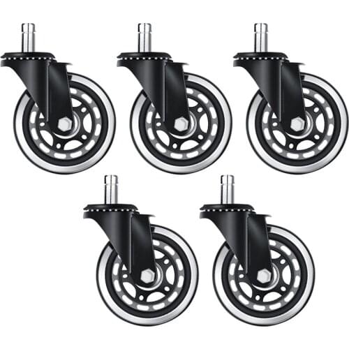 5Pcs Office Chair Caster Wheels Replacement 2.5 Inch Office Chair Wheels Soft Rubber Wheel Furniture Hardware(11X22)